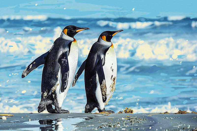 冰雪天地的企鹅寒冷动物摄影图