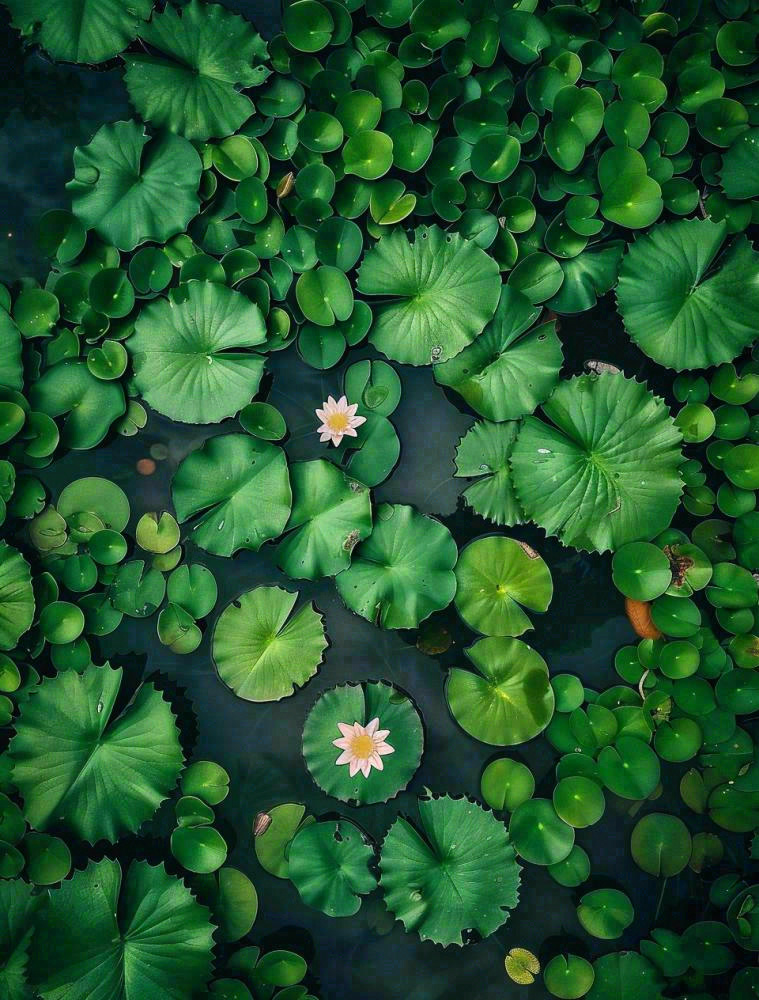 夏天池塘睡莲墨绿荷叶大暑处暑摄影图