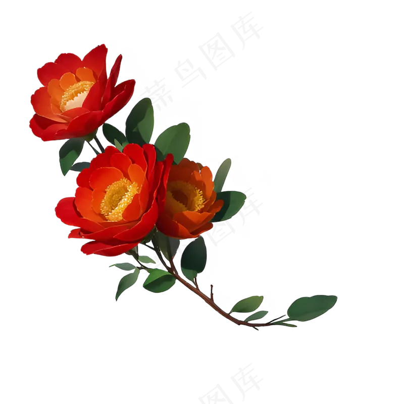 红色 海棠花 手绘 免抠 素材10