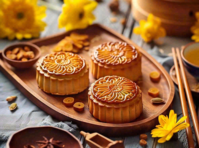 月饼中秋美食摄影图