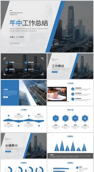 PPT模板丨工作总结丨述职报告丨高端商务丨年终汇报023预览图