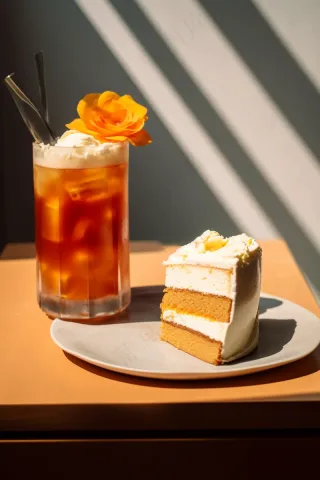 蛋糕奶茶下午茶阳光光影摄影图