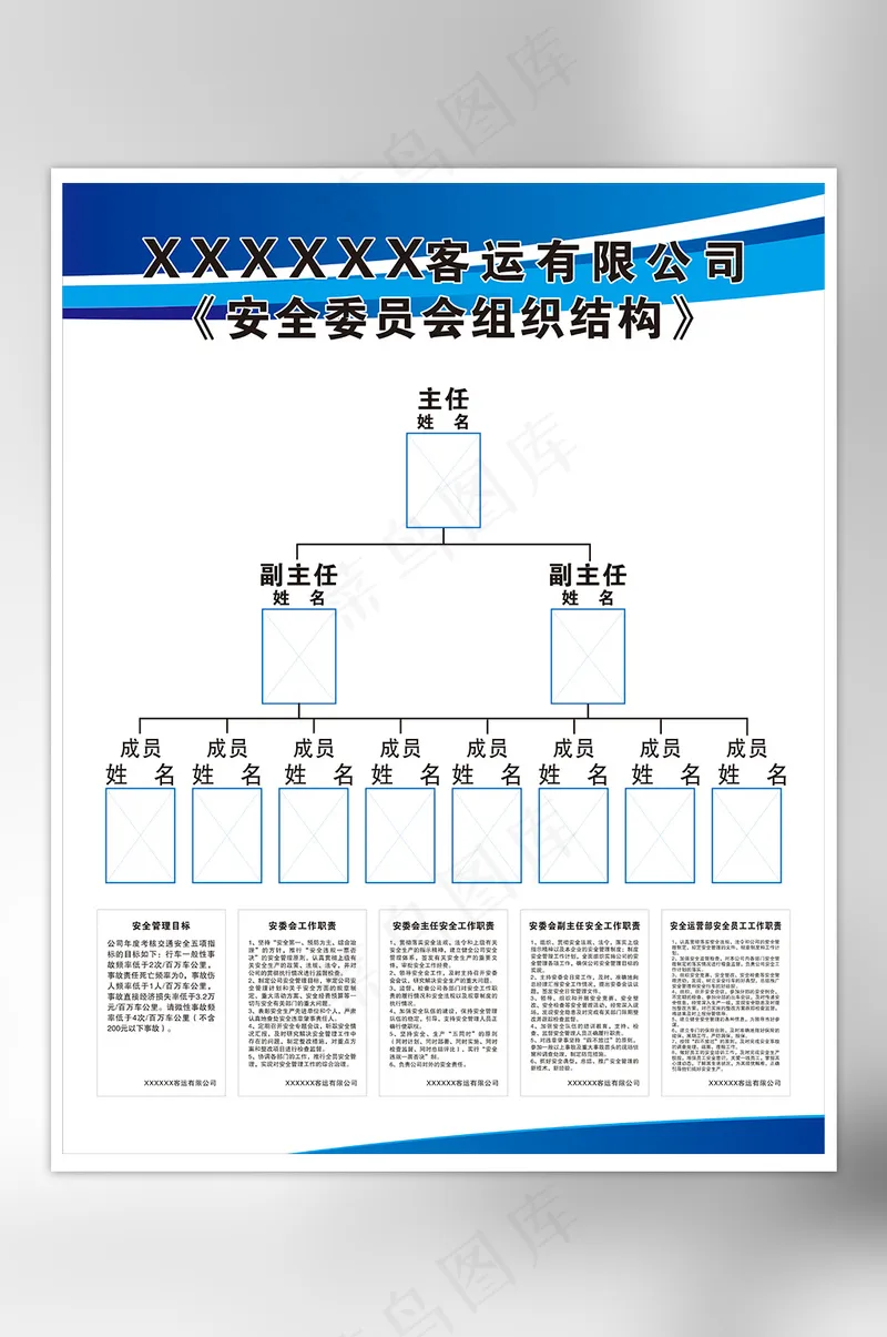 蓝色客运公司安全委员会组织结构图海报