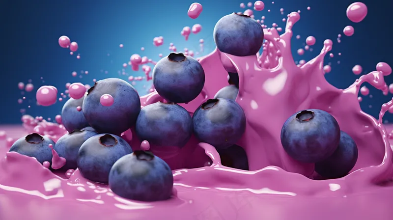 蓝莓蓝莓果汁喷溅摄影图