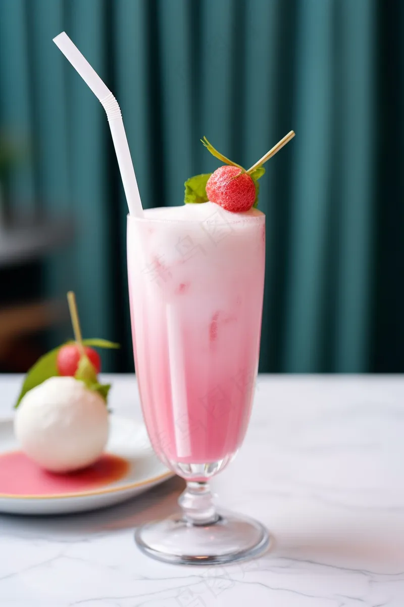 树莓果粉色冰沙冰饮料摄影图
