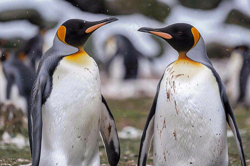 冰雪天地的企鹅寒冷动物摄影图