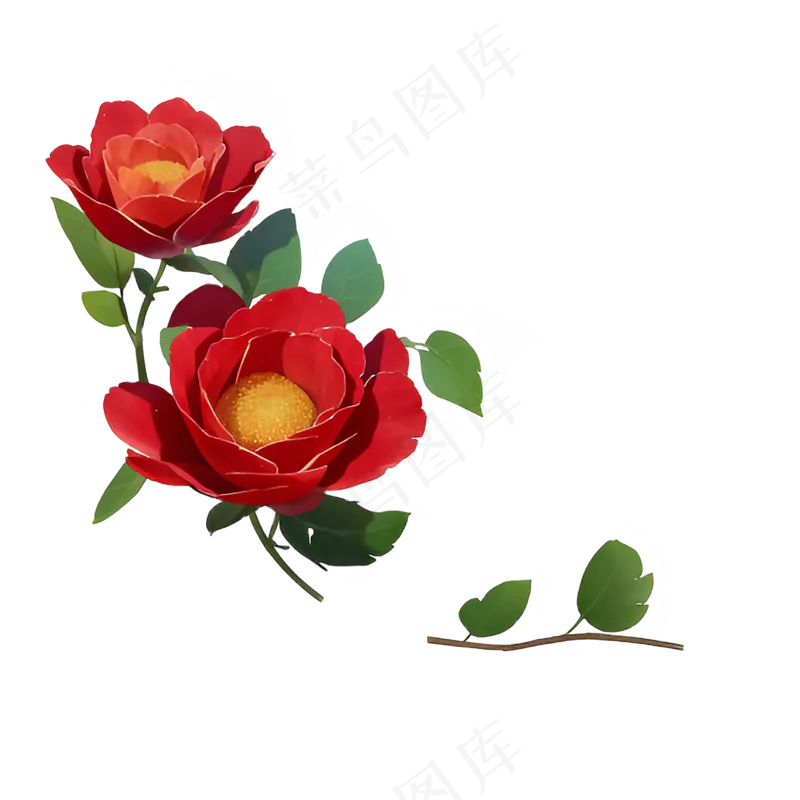 红色 海棠花 手绘 免抠 素材31