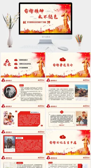 学习雷锋公益宣传PPT模板 预览图