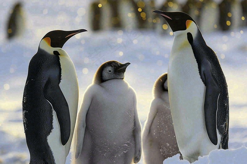 冰雪天地的企鹅寒冷动物摄影图