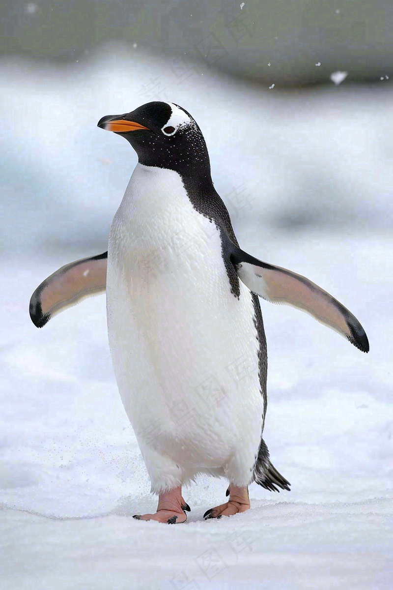 冰雪天地的企鹅寒冷动物摄影图