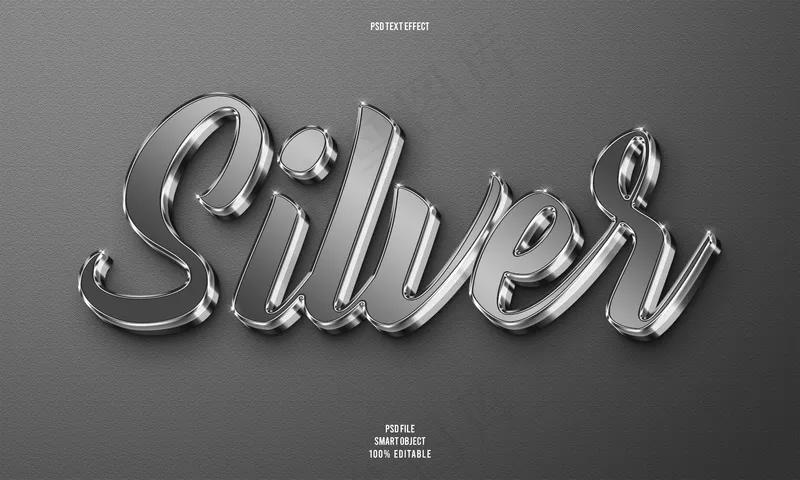 字体设计银色字体英文单词silver