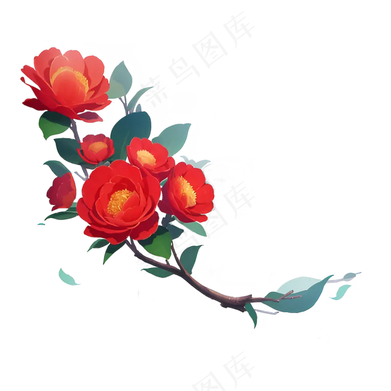红色 海棠花 手绘 免抠 素材15