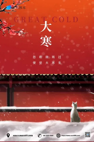 红色红墙大寒海报