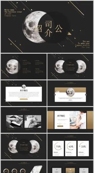 PPT模板丨黑金、藏蓝色系丨工作总结丨述职报告008预览图