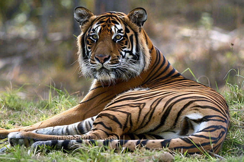 老虎动物园躺着休息的老虎悠闲摄影图