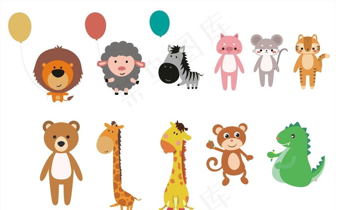 卡通动物长颈鹿恐龙猫图片cdr矢量模版下载