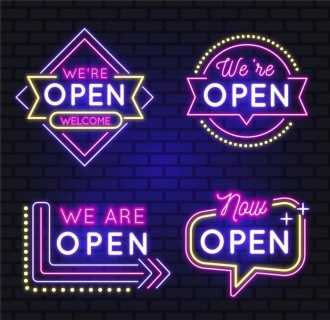 9款彩色霓虹灯招牌矢量素材图片ai矢量模版下载