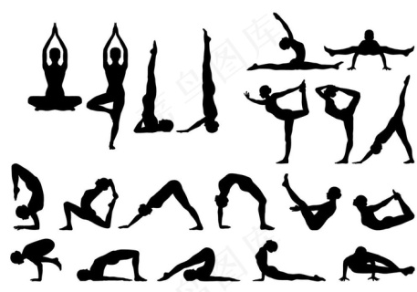 瑜伽剪影图片ai矢量模版下载