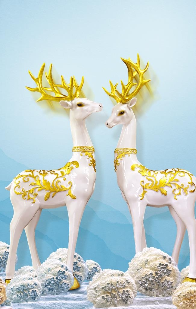 福禄双收鹿背景装饰画图片2835x4252