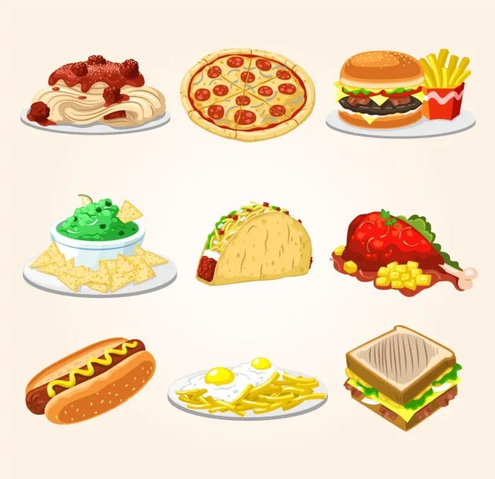 西式餐饮食物插画图片