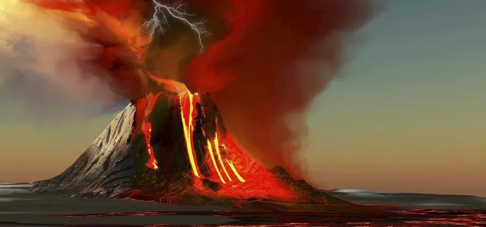 户外火山喷发自然图片