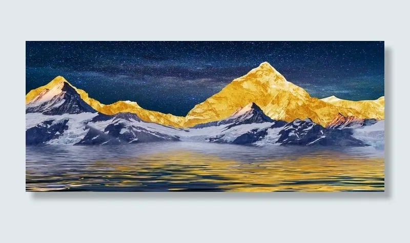 金色山川风景装饰画图片