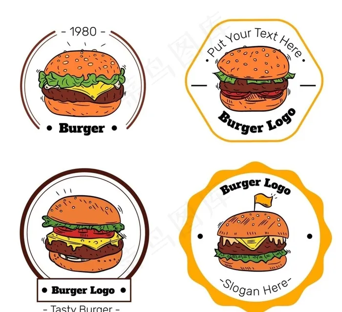 彩绘汉堡包标志图片