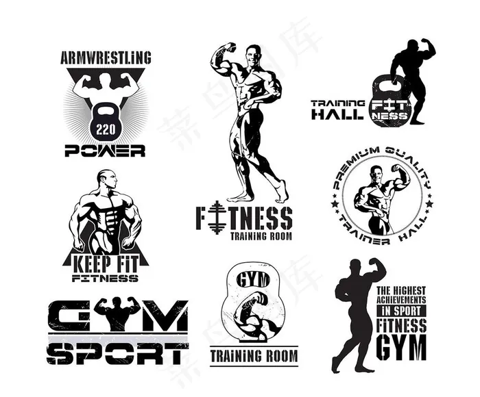 健身肌肉男士标志图片
