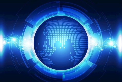 蓝色科技感圆形地球科技背景素材图片