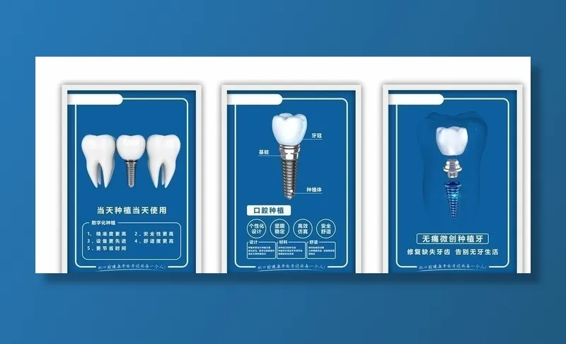 口腔医院种植科种植牙装饰海报组图片