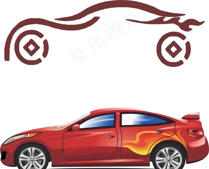 矢量汽车跑车线条画logo标志图片