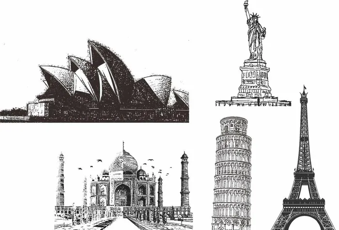 世界著名建筑矢量图图片