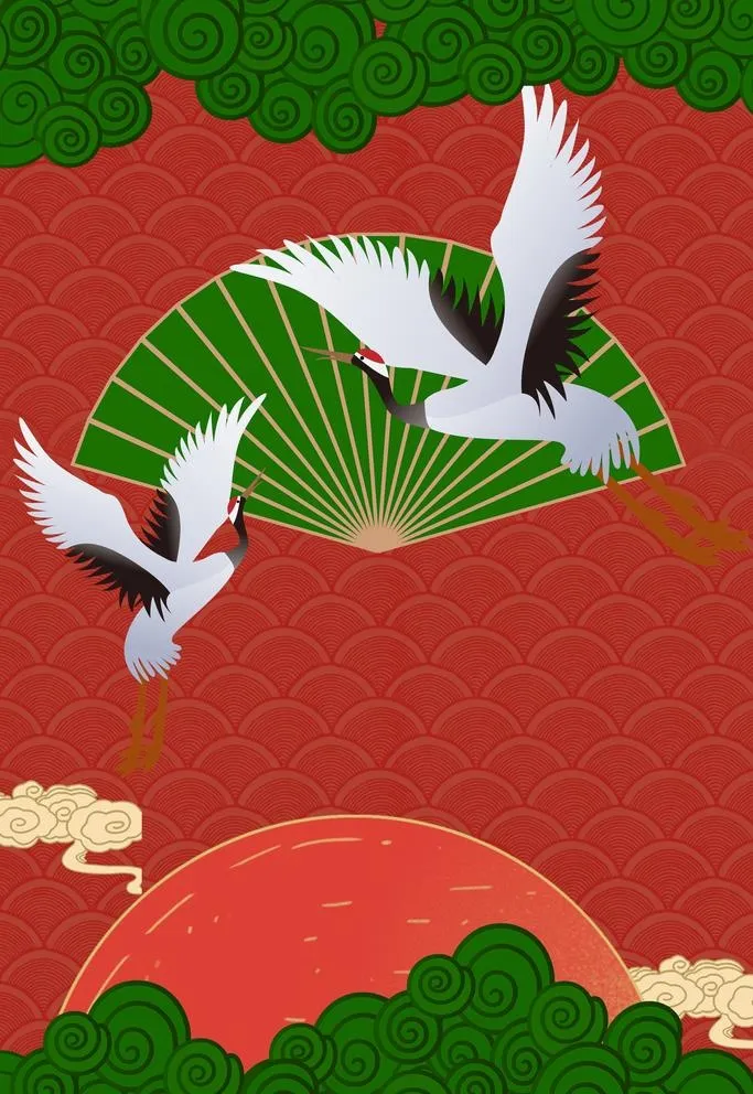 手绘国潮风背景中式海报图片3545x5315psd模版下载