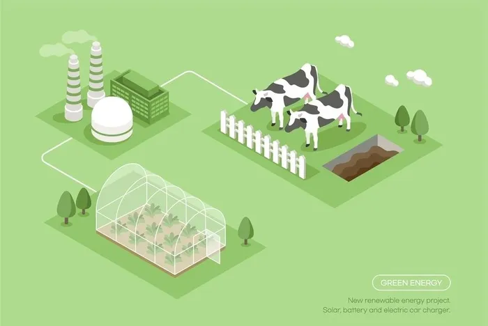 矢量绿色环保新能源现代农业插画图片