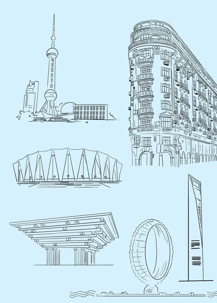 上海建筑线稿图片