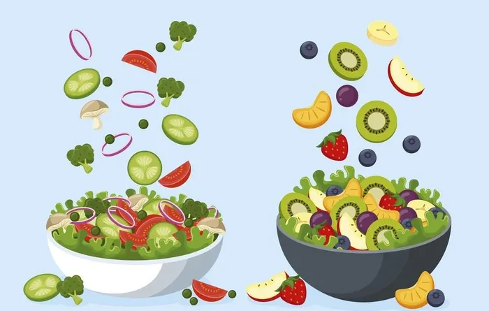 健康蔬菜水果沙拉插画图片