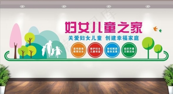 关爱妇女儿童文化墙图片cdr矢量模版下载