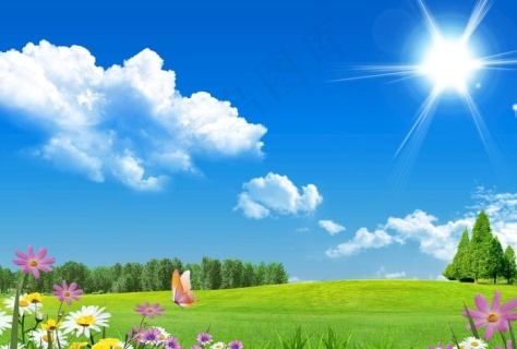 蓝天白云天气背景墙psd模版下载