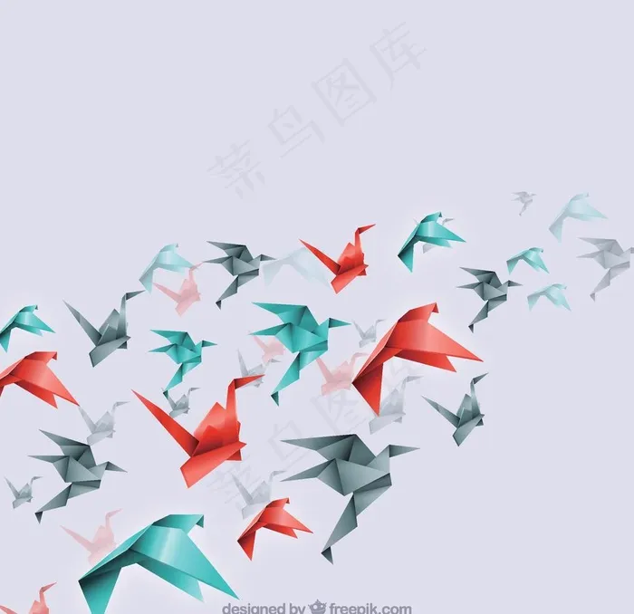 飞翔的缤纷千纸鹤图片