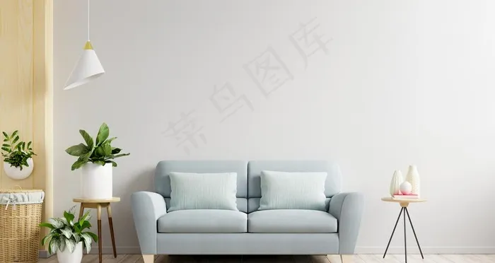 白墙客厅沙发装饰图片