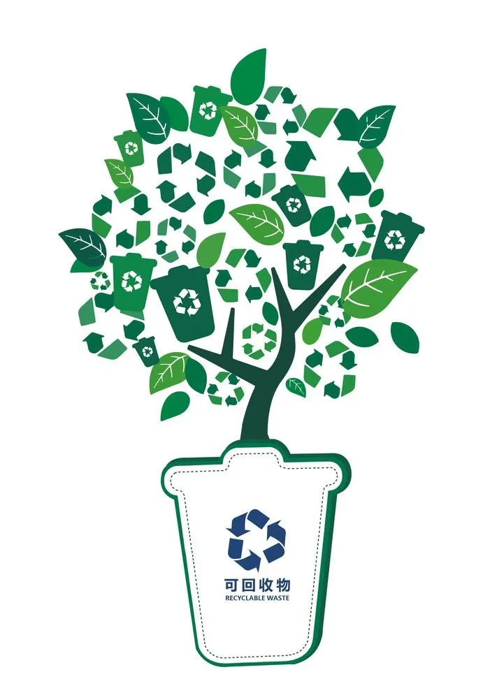 绿色环保垃圾分类树图片
