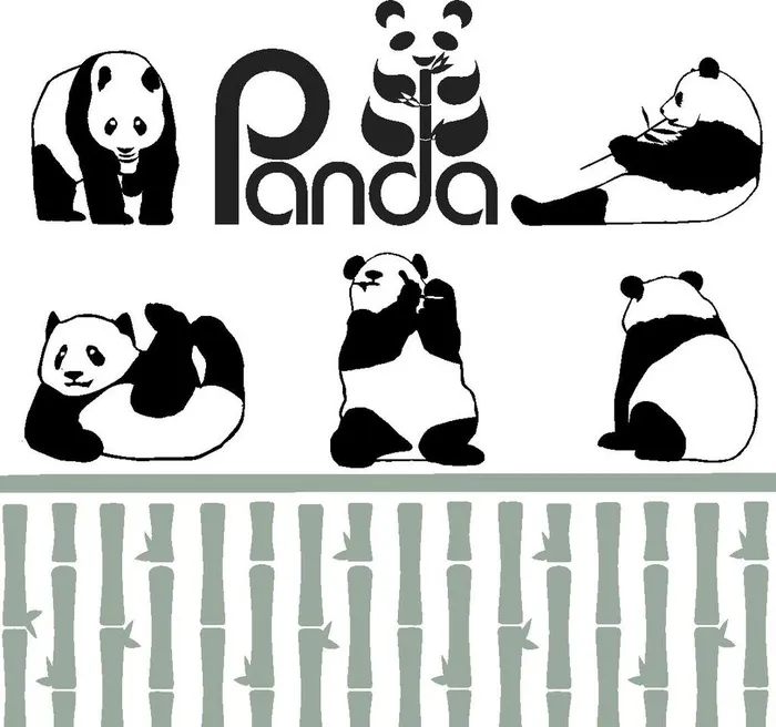 熊猫竹子矢量图图片