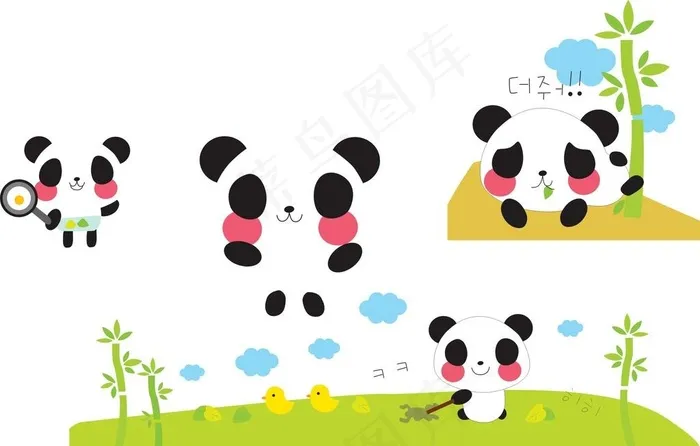 卡通熊猫 竹子图片
