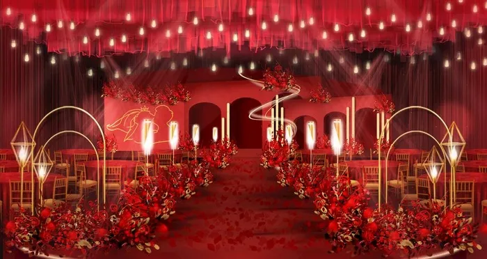 红色主题婚礼图片