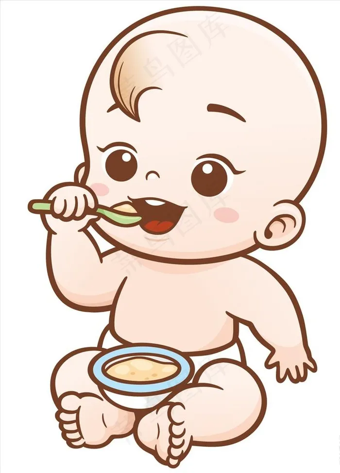 婴儿进食图片ai矢量模版下载