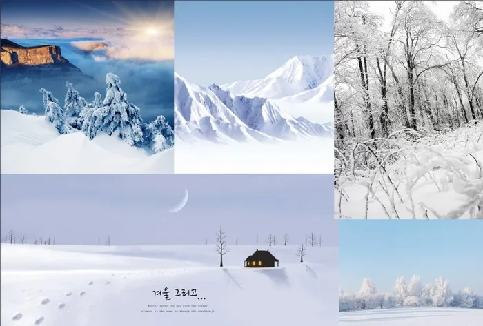 高清冬季雪山树木风景素材图片
