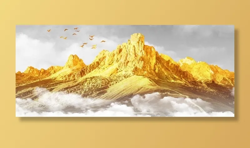 金色山川风景装饰画图片