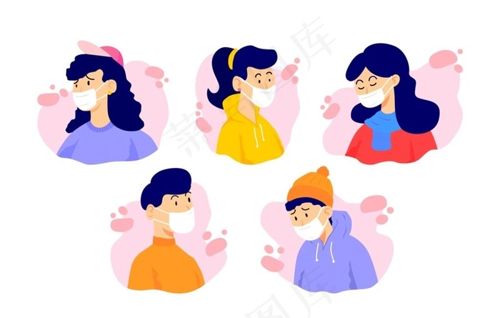         本素材作品名称为戴口罩