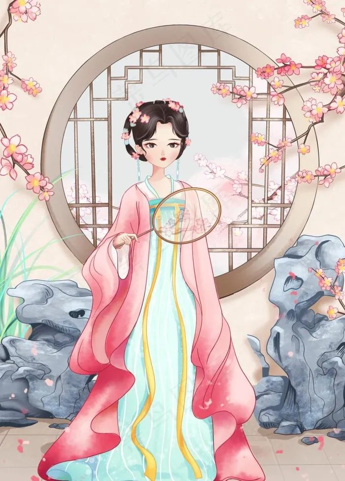 中国风古风美女唯美插画图片