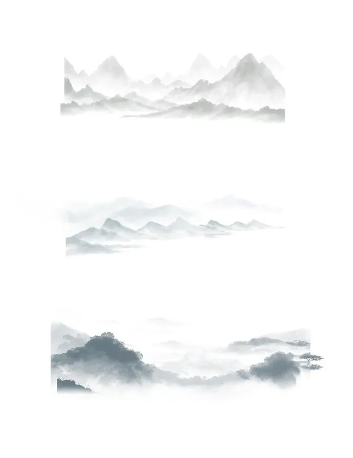 水墨国画山水远山云海元素图片